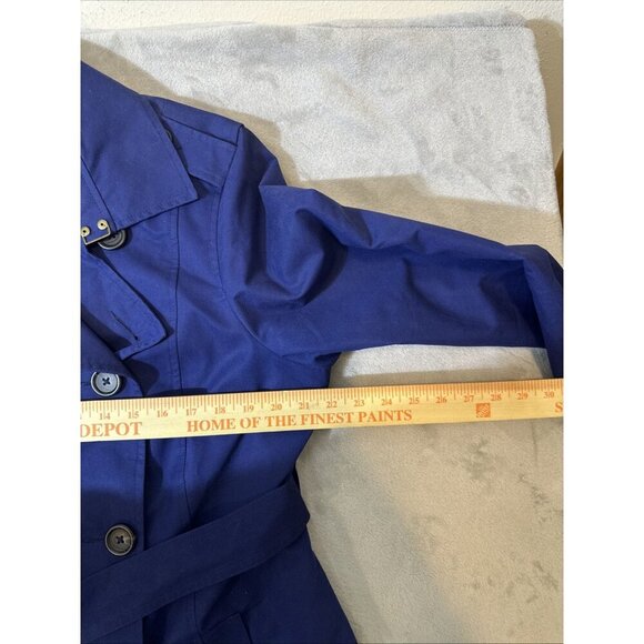 L.L. Bean Women's Double Breasted Trench Rain Coat Belted Blue Size Large - Picture 6 of 9